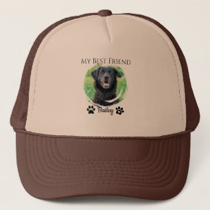 Simple Modern Pet Best Friend Photo Name Trucker Hat