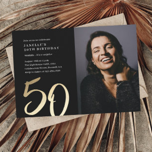 Simple Modern Photo 50th Birthday Invitation