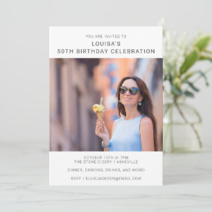 Simple Modern Photo 50th Birthday Party Invitation