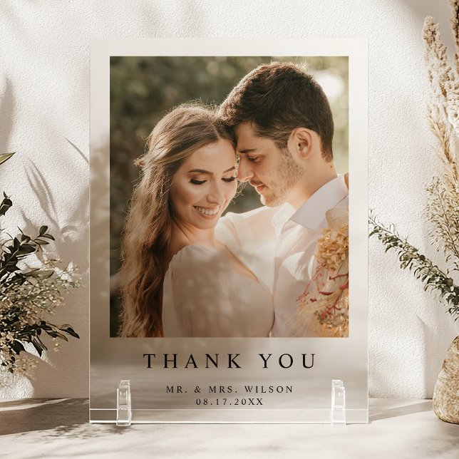 Simple Modern Photo Acrylic Wedding Thank You Card Acrylic Invitations (Creator Uploaded)
