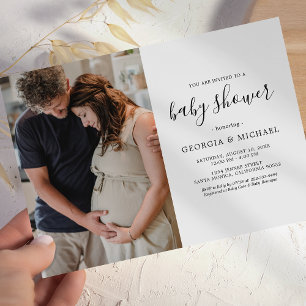 Simple Modern Photo Baby Shower Invitation