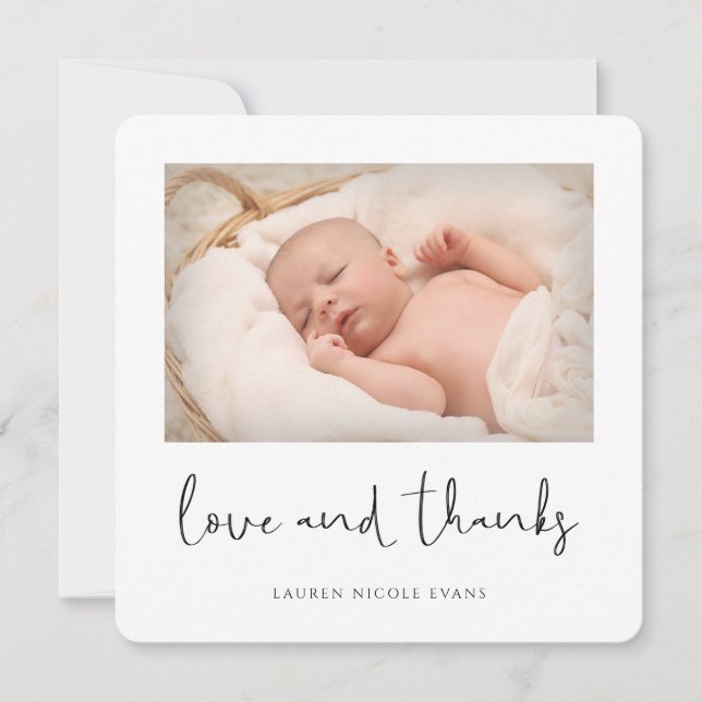 Simple Modern Photo Baby Shower Thank You Card (Front)