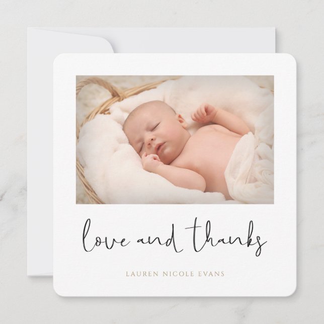 Simple Modern Photo Baby Shower Thank You Card (Front)