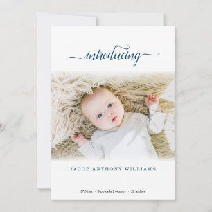 Simple Modern Photo Birth Announcement Card