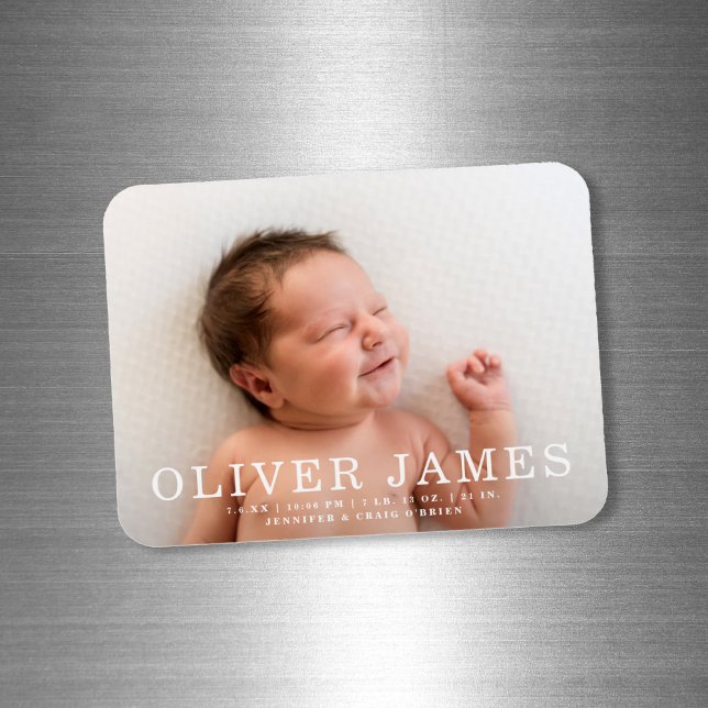 Simple Modern Photo | Birth Announcement Magnet (Creator Uploaded)