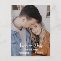 Simple Modern Photo BW Text Wedding Save the Date