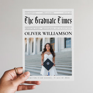 Simple Modern Photo Collage Newspaper Graduation Announcement