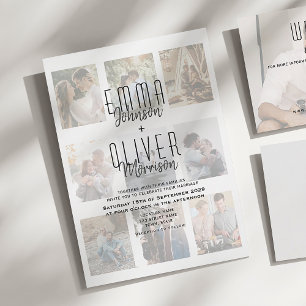 Simple Modern Photo Collage Wedding Invitation