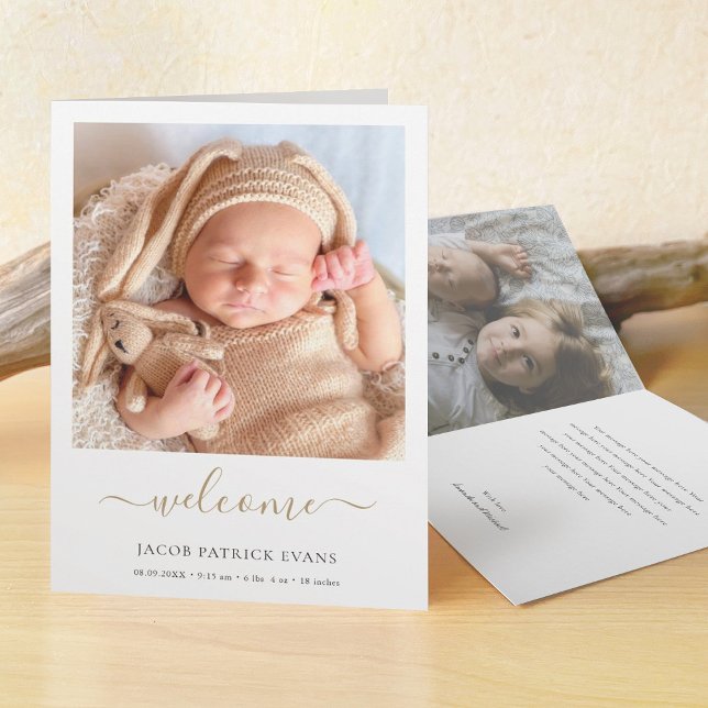 Simple Modern Photo Custom Birth  Announcement (Creator Uploaded)