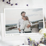 Simple Modern Photo Custom Wedding Thank You Card<br><div class="desc">This simple, stylish modern photo wedding thank you card template features your names and date beneath your photo along with 'LOVE & THANKS' highlighted in an elegant medium dark shade of green. The default colour of your names and date on the front is a slightly softened black. You might choose...</div>
