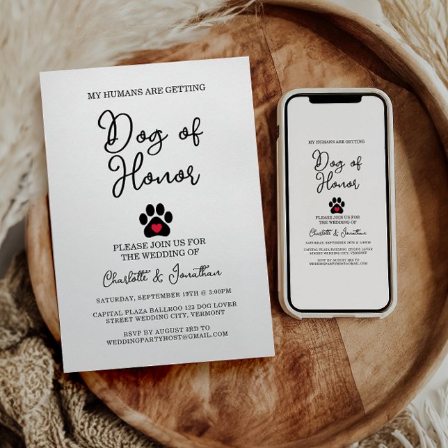 Simple Modern Photo Dog Lover Pet Wedding Invitation (Creator Uploaded)