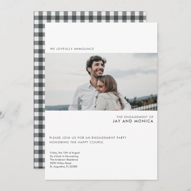 Simple Modern Photo Engagement Party Invitation (Front/Back)