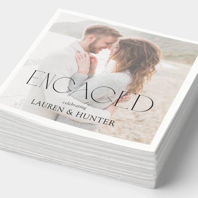 Simple Modern Photo Engagement Party  Napkin (Creator Uploaded)