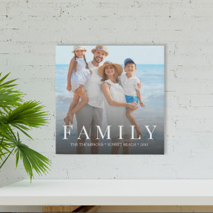 Simple Modern Photo Family Minimalist Custom Faux Canvas Print