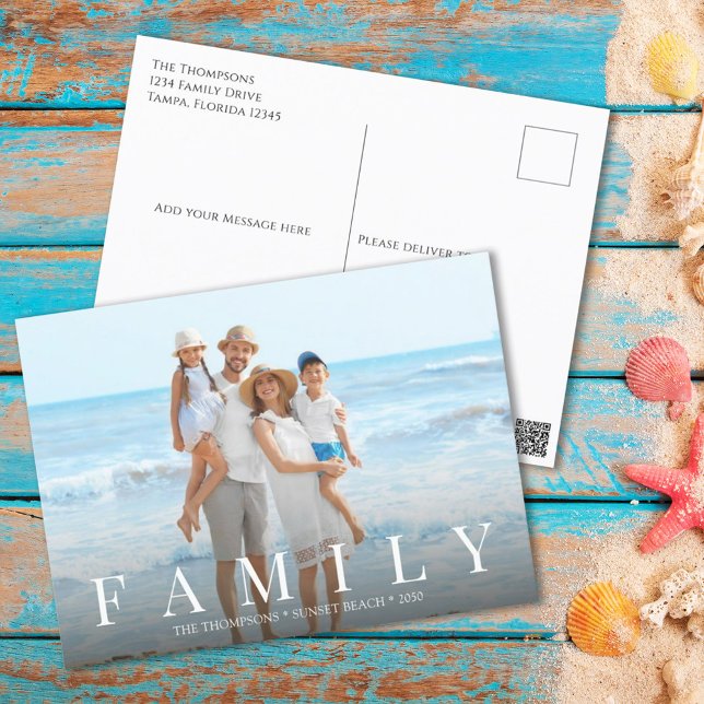 Simple Modern Photo Family Minimalist Custom Postcard (Creator Uploaded)