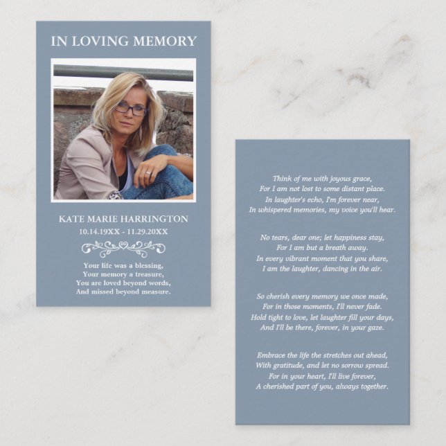 Simple Modern Photo Funeral Card (Front/Back)