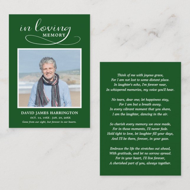 Simple Modern Photo Funeral Card (Front/Back)