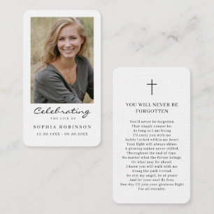 Simple Modern Photo Funeral Memorial Prayer Card