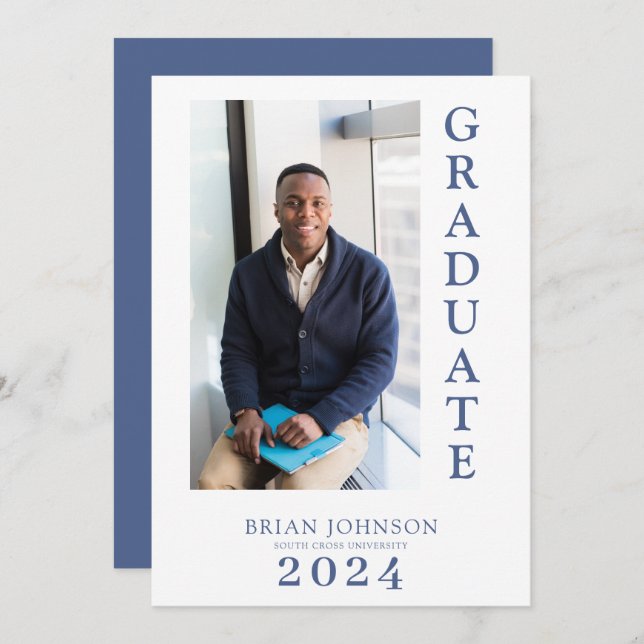 Simple Modern Photo Graduation Announcement (Front/Back)