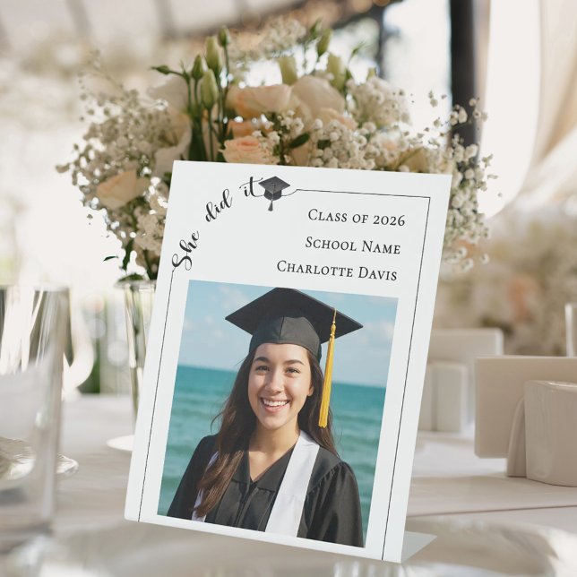 Simple modern photo Graduation Party welcome Pedestal Sign (Creator Uploaded)