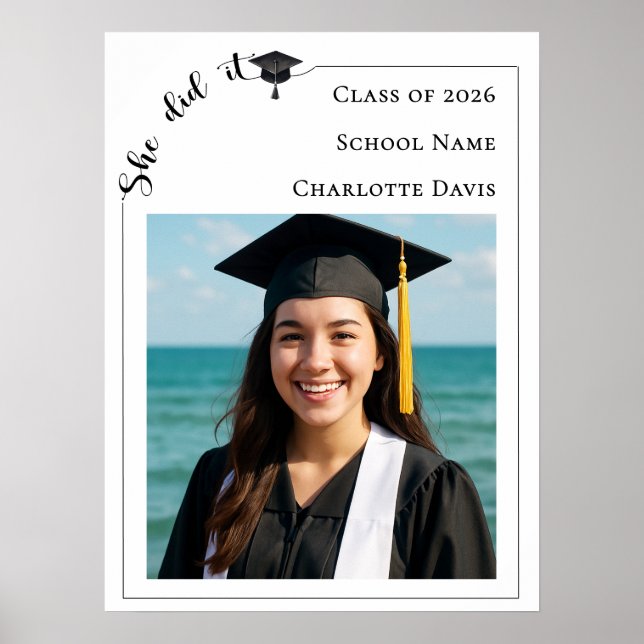 Simple modern photo Graduation Party welcome Poster (Front)