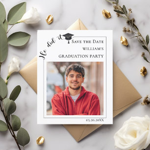 Simple modern photo Graduation Save the Date card