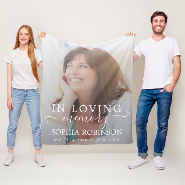 Simple Modern Photo Memorial Keepsake  Fleece Blanket (In Situ)