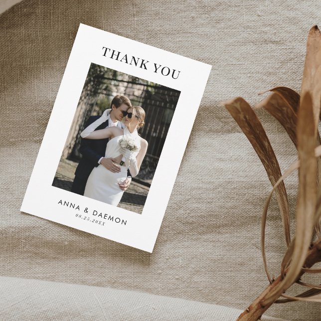 Simple Modern Photo & Message Minimalist Wedding Thank You Card (Creator Uploaded)