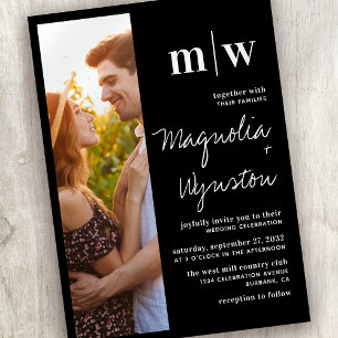 Simple Modern Photo Monogram Wedding Invitation