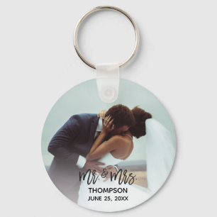 Simple Modern Photo Mr Mrs Custom Wedding Newlywed Key Ring