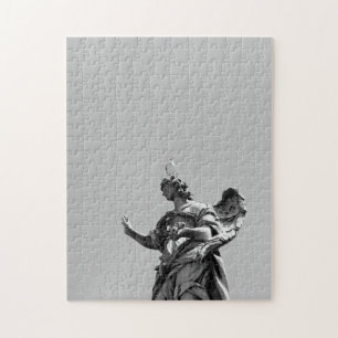 Simple, modern photo of seagull on top of statue jigsaw puzzle