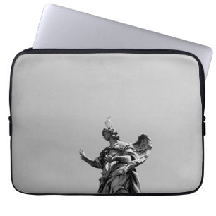 Simple, modern photo of seagull on top of statue laptop sleeve
