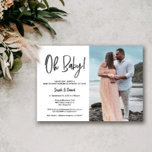 Simple Modern Photo Oh Baby Couple Shower Invitation