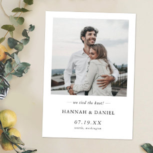 Simple Modern Photo Personalised Elopement Wedding Announcement