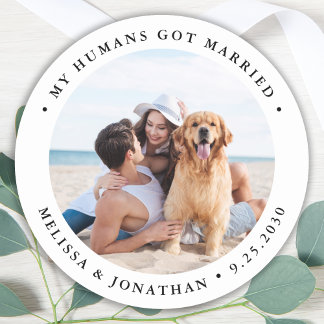 Simple Modern Photo Personalised Wedding Classic Round Sticker