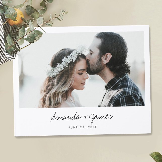 Simple Modern Photo Personalised Wedding Guest Book (Creator Uploaded)
