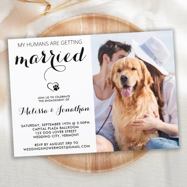 Simple Modern Photo Pet Wedding Engagement Party Invitation (Creator Uploaded)