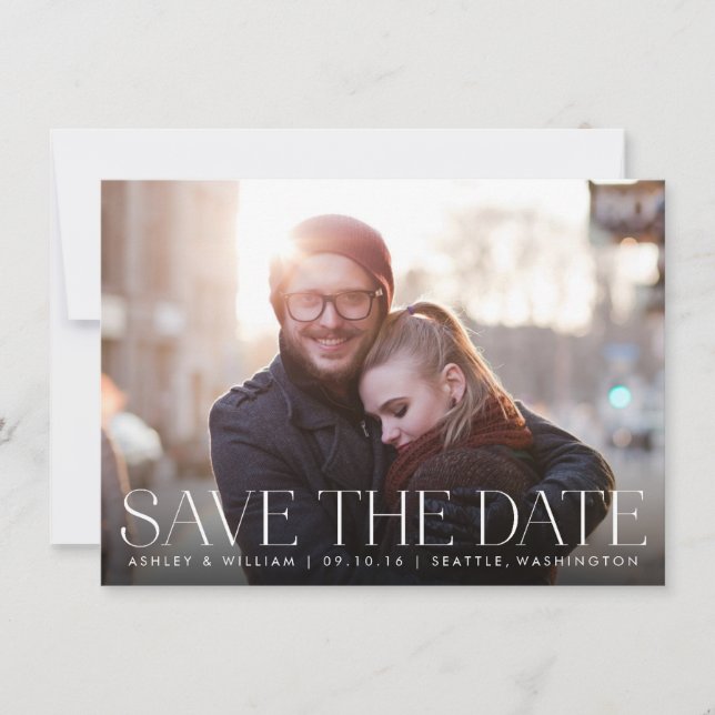 Simple Modern Photo Save the Date Card (Front)