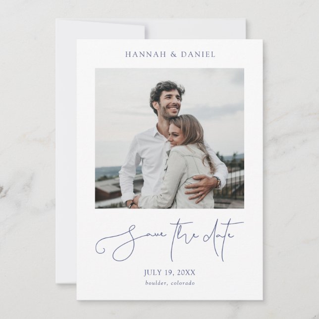Simple Modern Photo Save the Date Invite Template (Front)