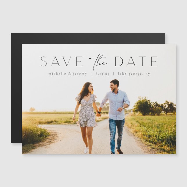 Simple Modern Photo Save the Date Magnet (Front/Back)