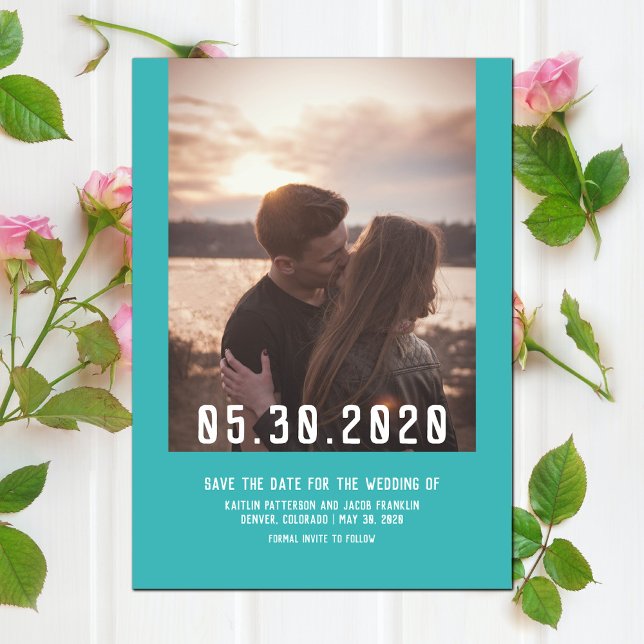 Simple Modern Photo Save the Date | Teal (Simple Modern Photo Save the Date - Teal)