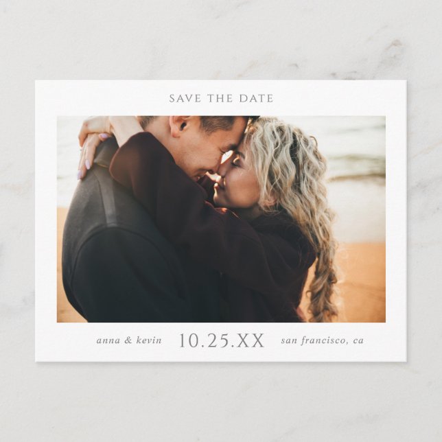 Simple Modern Photo Save the Date Wedding Announcement Postcard (Front)