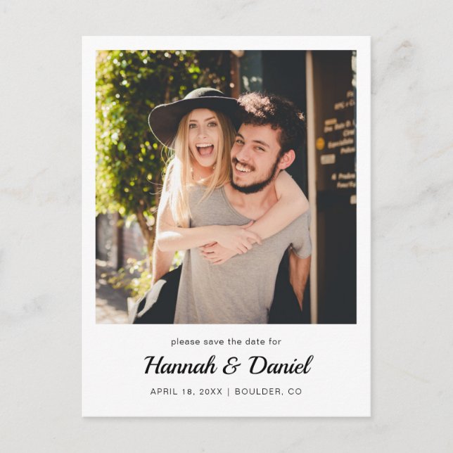 Simple Modern Photo Save the Date Wedding Announcement Postcard (Front)
