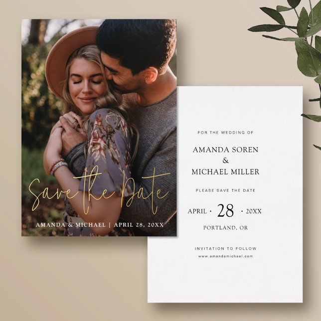Simple Modern Photo Save the Date Wedding Gold (Creator Uploaded)