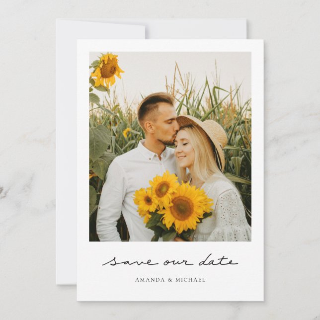 Simple Modern Photo Save the Date Wedding Invite (Front)