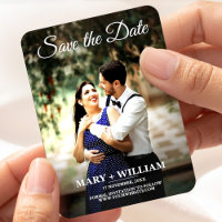 Simple modern photo script save the date wedding