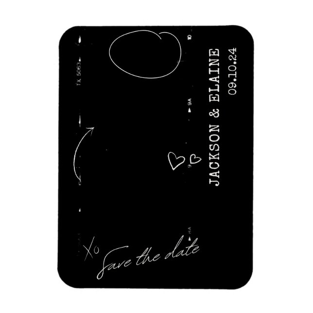 Simple Modern Photo Strip Save the Date Magnet (Vertical)