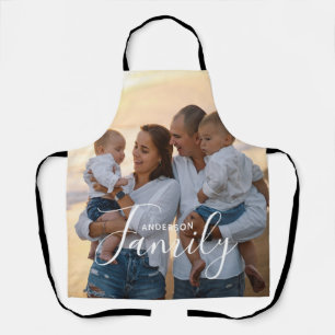 Simple Modern Photo Template Custom Family Name Apron