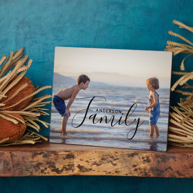 Simple Modern Photo Template Custom Family Name Plaque (Side)