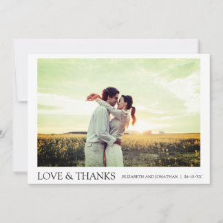 Simple Modern Photo Thank You Wedding Card